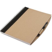 Libreta reciclada en A4 con bolígrafo personalizada negra Libreta reciclada en A4 con bolígrafo personalizada negra