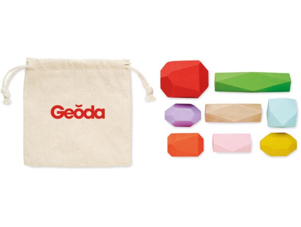 Juego de habilidad de rocas de madera de colores variados Beige detalle 5
