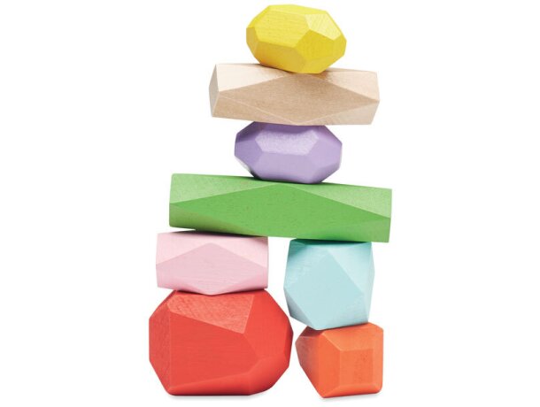 Juego de habilidad de rocas de madera de colores variados Beige detalle 2