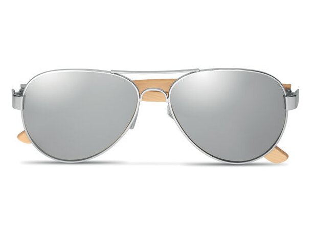 Gafas de sol personalizadas con uv400 bambu Honiara Plateado brillante detalle 13