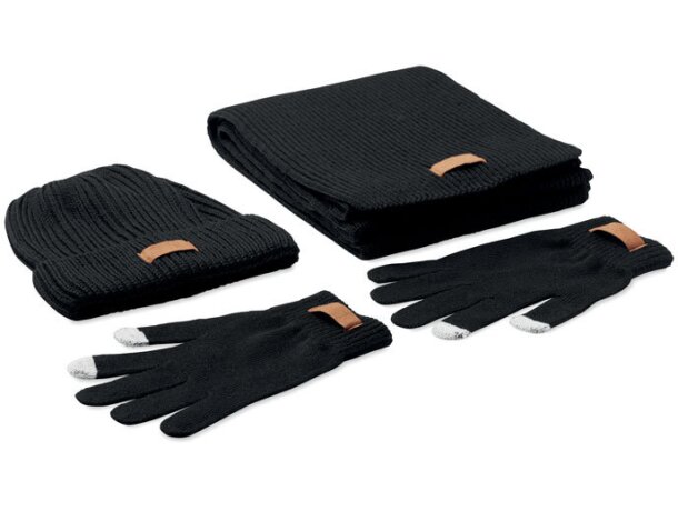 Denali conjunto invernal RPET corporativa táctil barata sostenible Negro detalle 7