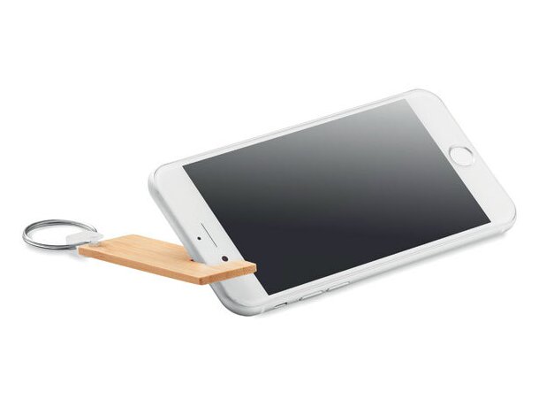 Soporte móvil llavero Gankey bambú natural ultracompacto 7,5cm Madera detalle 4