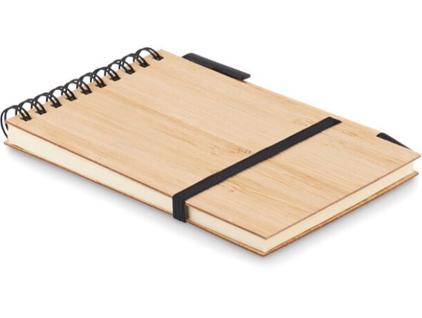 Libreta Sonorabam A6 espiral bambú hojas recicladas publicidad Negro detalle 5