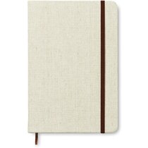 Cuaderno A5 con tapa de canvas y banda elástica beige