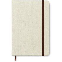 Libreta A5 canvas beige rayada con logo y cierre