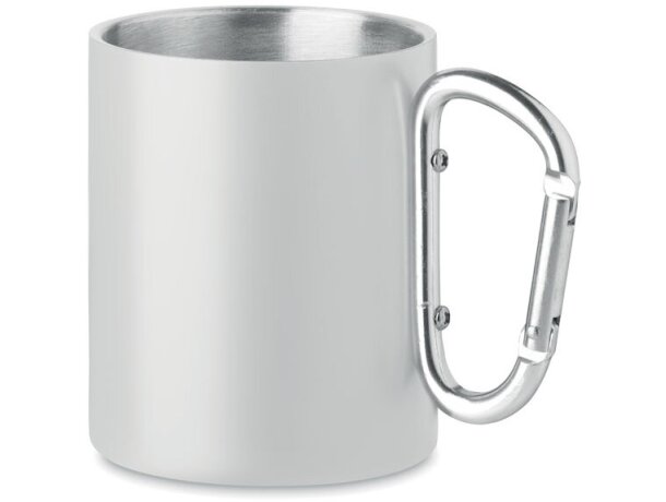 Taza Arom acero esmaltado doble pared mosquetón outdoor 300ml Blanco detalle 1