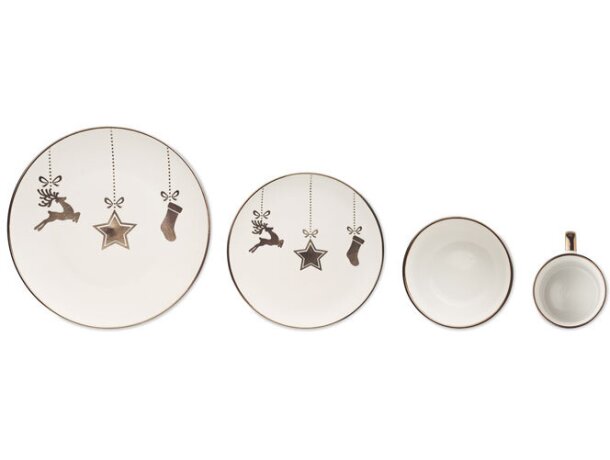 Set de desayuno con motivos navideños de cerámica Blanco detalle 3