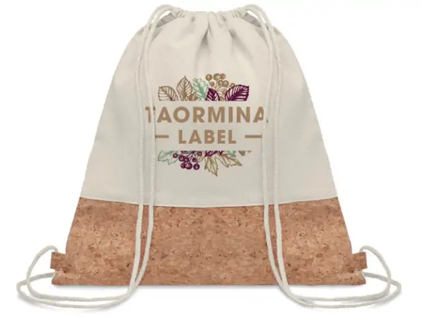 Mochila saco algodón y corcho natural con cordones Illa