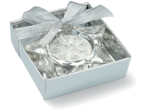 Velas de publicidad Stario portavelas cristal estrella plateada Plateado mate detalle 1