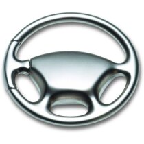 Llavero con diseño de volante personalizado plateado mate Llavero con diseño de volante personalizado plateado mate