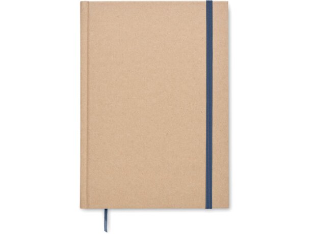 Libreta banda elastica con hojas a rayas y marcapáginas cartón reciclado Musa Azul detalle 5