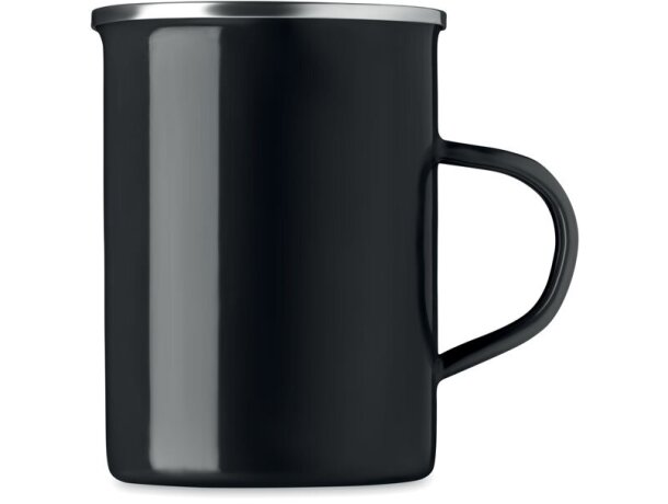 Taza metal con capa de esmalte Silver Negro detalle 1