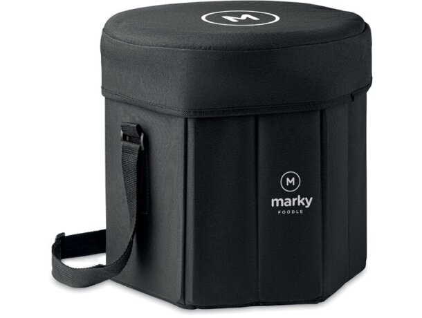 Nevera con taburete o mesa plegable con cinta bandolera ajustable poliéster Seat &amp; Negro detalle 3