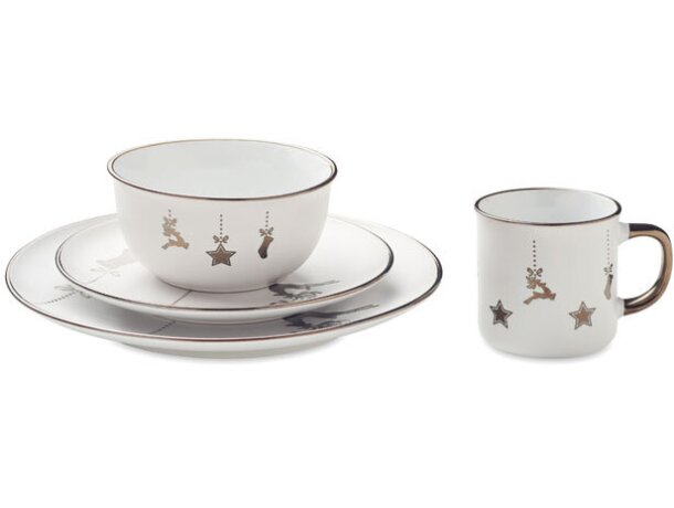 Set de desayuno con motivos navideños de cerámica Blanco detalle 2