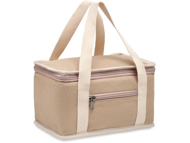 Nevera portátil Kecil de canvas lavado con asa para 6 latas Beige detalle 3