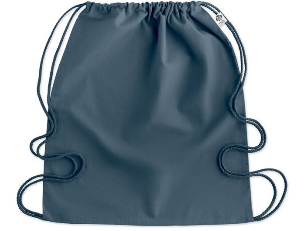 Mochila saco personalizada algodón orgánico Yuki Colour Azul detalle 4