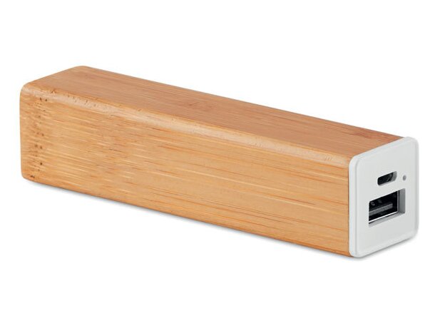 Power Bank Powerbam bambú sostenible 2200 mAh USB-C micro USB Madera detalle 6