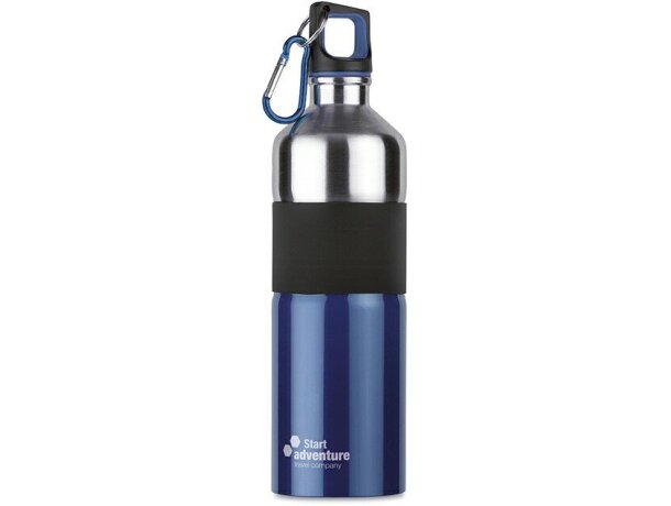 Botella deportiva bicolor de acero personalizada personalizada azul