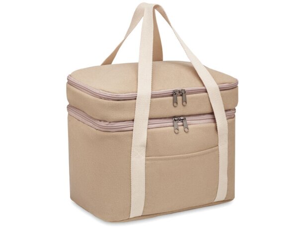 Bolsas térmicas algodón lavado con 2 compartimentos y cinta bandolera Beige detalle 3