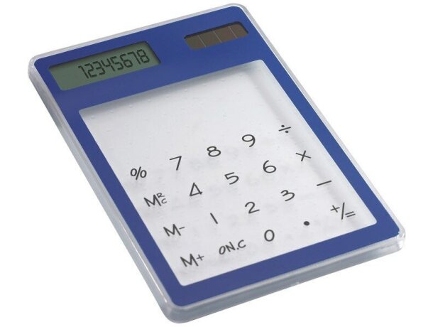 Calculadora plana solar azul