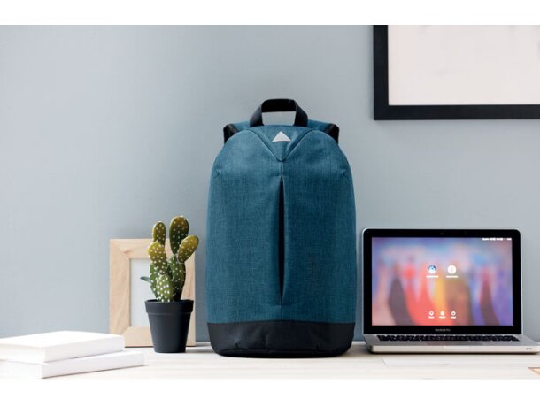 Mochila infantil poliéster 600D jaspeada correas acolchadas Azul detalle 5