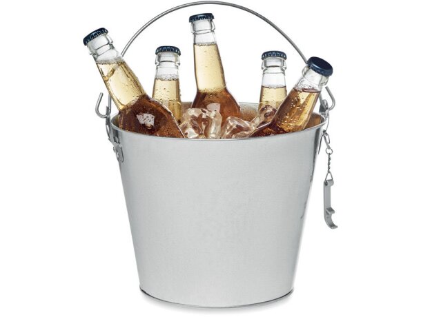 Cubo de cerveza de metal 4L Bucky Plateado mate detalle 1