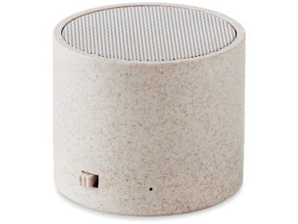 Altavoz Bluetooth Round Bass carcasa paja de trigo y batería Beige detalle 5