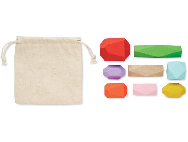 Juego de habilidad de rocas de madera de colores variados Beige detalle 1