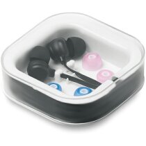 Auriculares con micrófono en estuche negro Auriculares con micrófono en estuche negro
