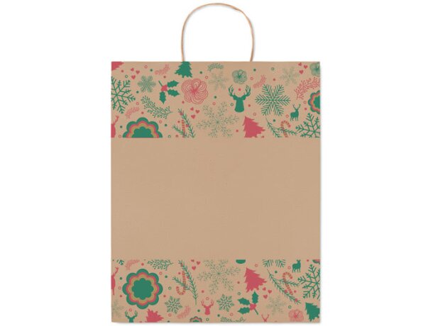 Bolsa papel con motivo navideño reciclado 90 g/m2 BAO Large Beige detalle 2