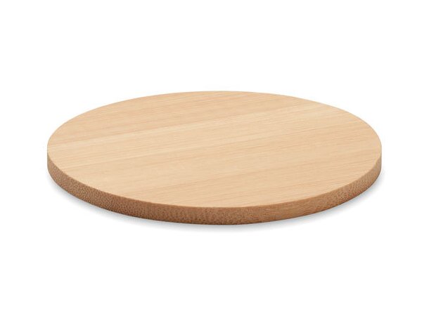 Posavasos con logotipo Bayin bambú natural redondo sostenible Madera detalle 4