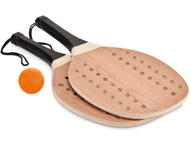 Set de tenis de playa en madera de palisandro Madera detalle 2