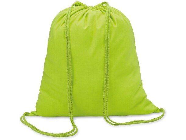 Mochila saco algodón 100gr personalizada verde lima