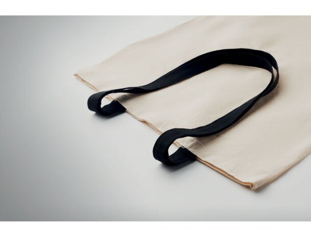 Bolsa algodón Zevra 140 gr asas largas colores 38x42 cm Negro detalle 2
