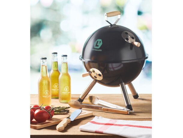 Pinzas de barbacoa promocional con detalles de bambú acero Madera detalle 2