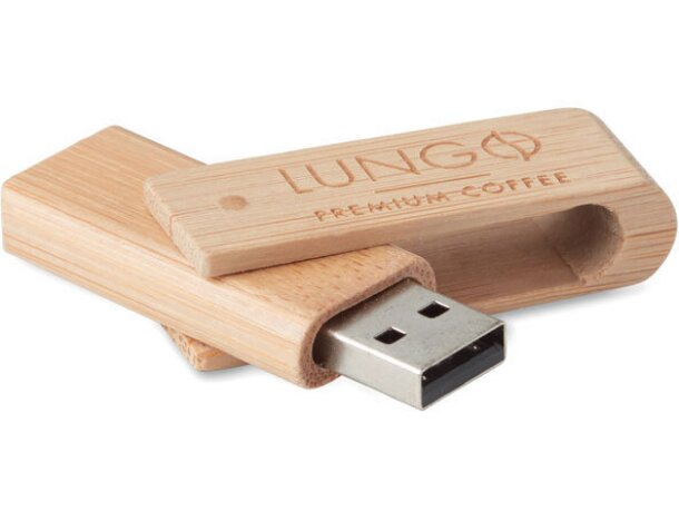 USB bambú ecológico 16GB con opciones de impresión madera