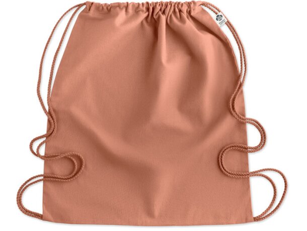 Mochila saco personalizada algodón orgánico Yuki Colour Naranja detalle 14