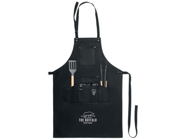 Set de barbacoa con delantal Sous Chef Negro detalle 3