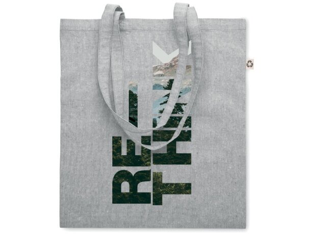Bolsa de la compra 100% algodón asas largas 140 g/m2 Gris claro detalle 5