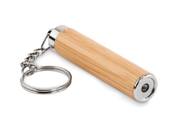 Llavero linterna mini con bombilla led grabado bambu Pianti Madera detalle 2