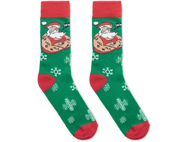 Par de calcetines de Navidad L Joyful L Verde detalle 11