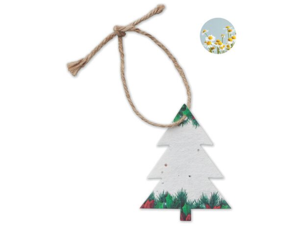 Adornos de árbol navideño personalizados papel Treeseed Blanco detalle 3