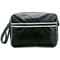 Bolsa bandolera de pvc negra con logo