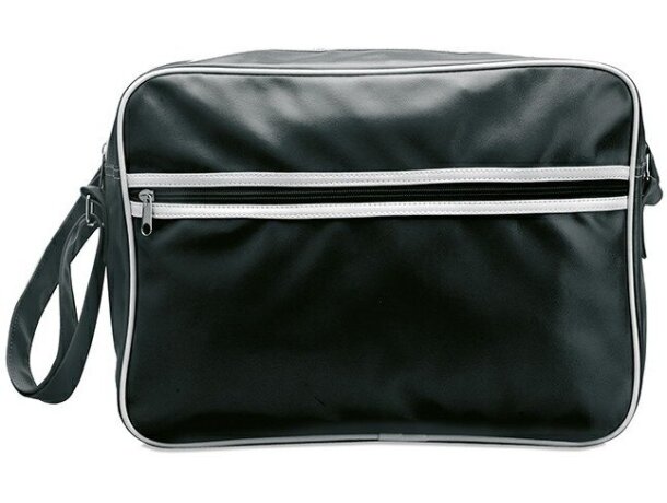 Bolsa bandolera de pvc negra con logo