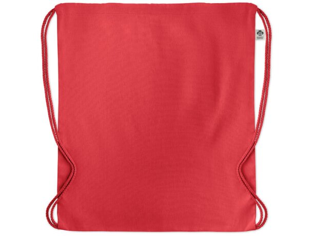 Mochila saco personalizada algodón orgánico Yuki Colour Rojo detalle 6