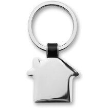 Llaveros en forma de casa metal con niquel brillo y detalle polipiel