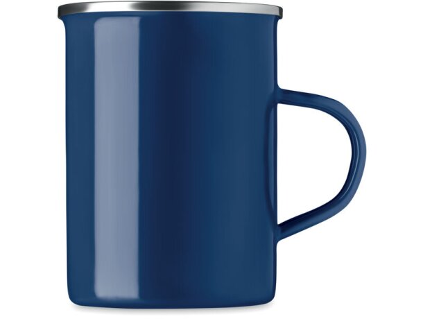 Taza metal con capa de esmalte Silver Azul detalle 2