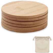 Posavasos redondos bambú natural Bayin set 6