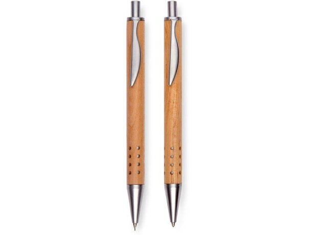 Estuche de bolígrafo y lápiz en madera personalizado
