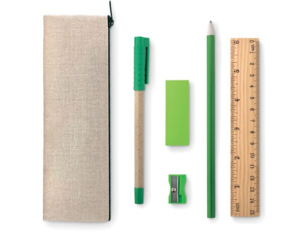 Set escritura 6 piezas en estuche con regla y sacapuntas Beige detalle 1